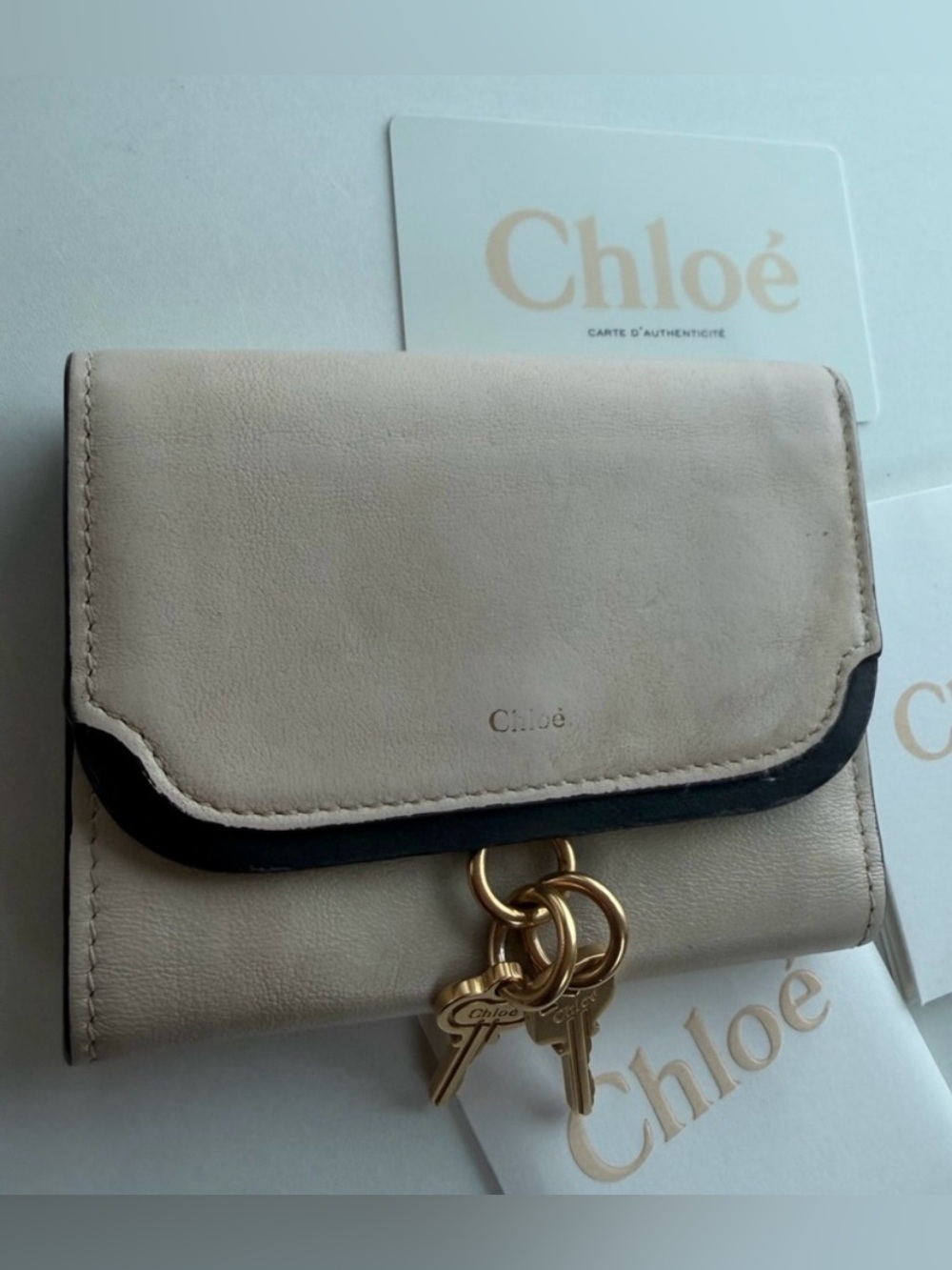 Chloé Small Alphabet tri-fold wallet in beige